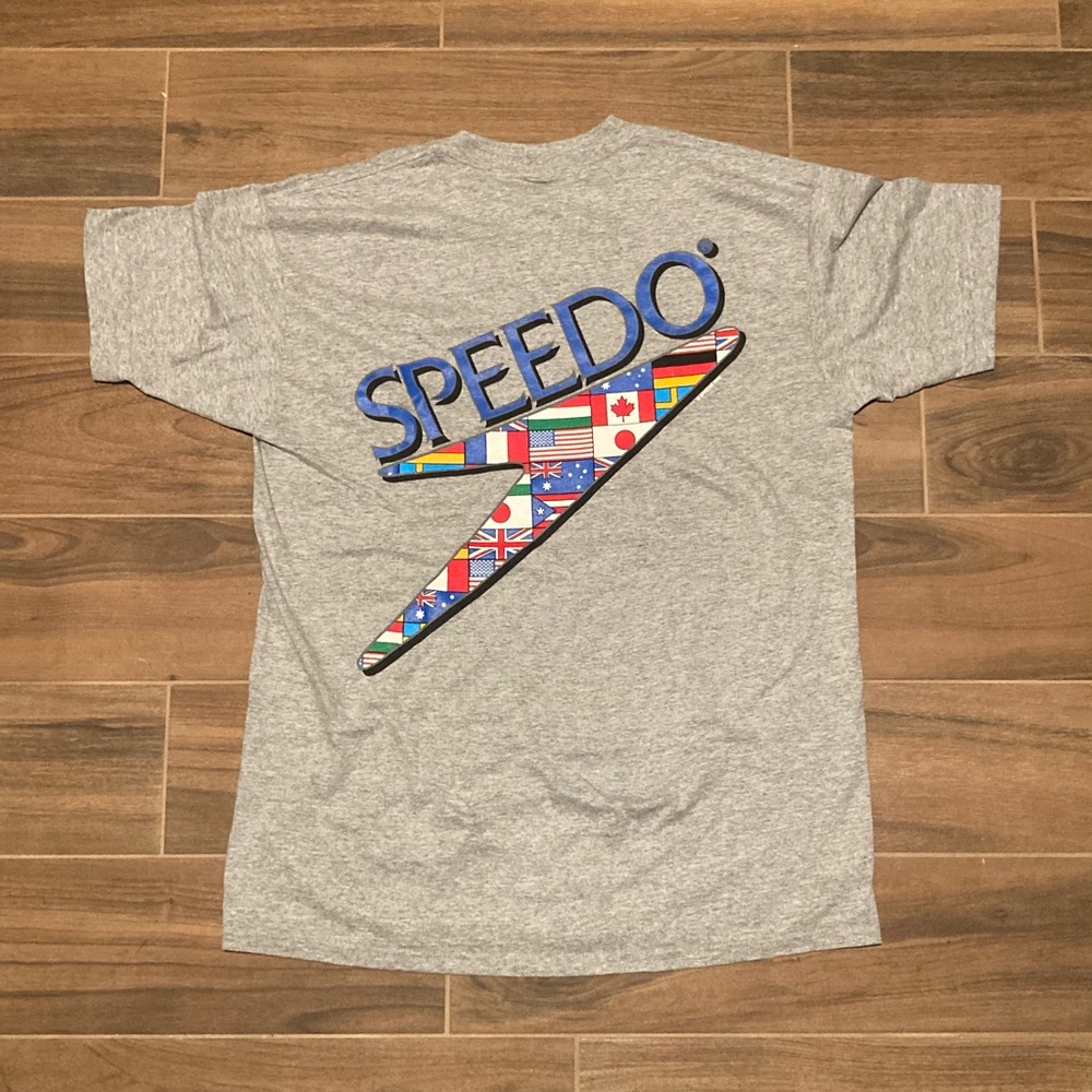 Vintage Single Stitch 1996 Speedo World Flag Graphic T Shirt L